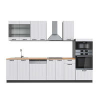 KÜCHENZEILE Fame-Line Weiß Landhaus/Anthrazit 300 cm mit Hochschrank AP Eiche - Anthrazit/Creme, Holzwerkstoff (300/81.6/60cm) - Vicco