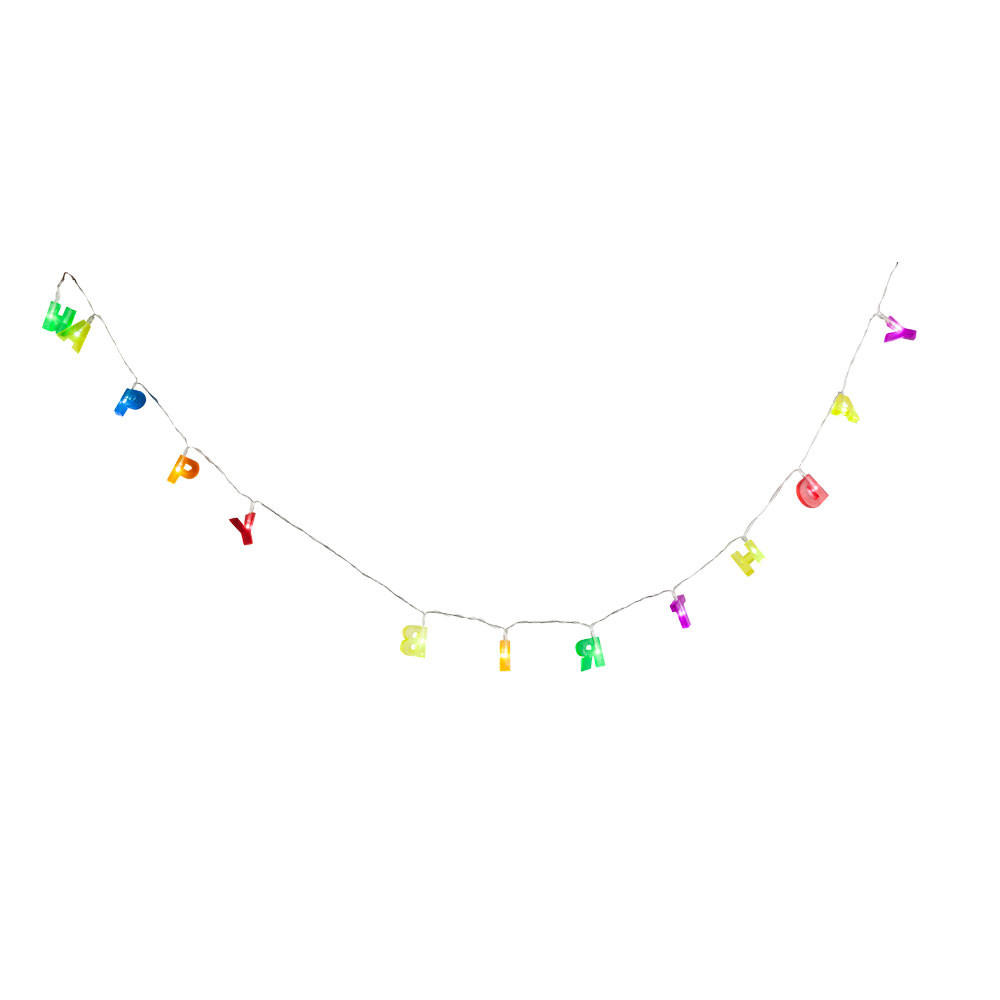 LED DEKORLEUCHTE Happy Birthday Bunt Kunststoff - Multicolor, Kunststoff (124/3/3.5cm) - Globo Lighting