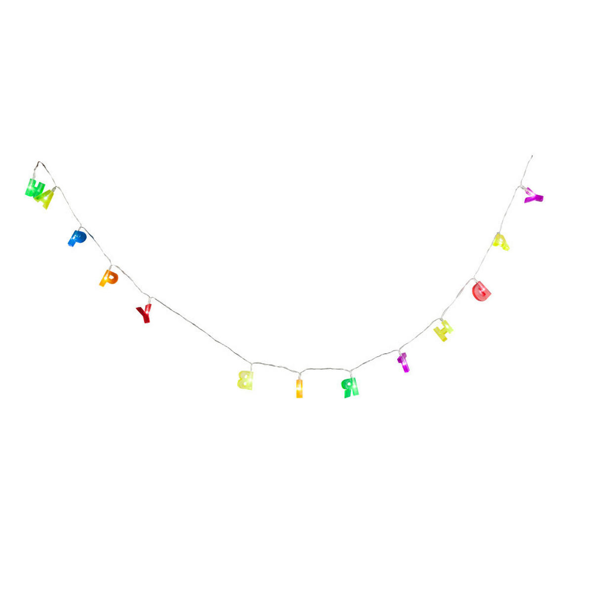 LED DEKORLEUCHTE Happy Birthday Bunt Kunststoff - Multicolor, Kunststoff (124/3/3.5cm) - Globo Lighting