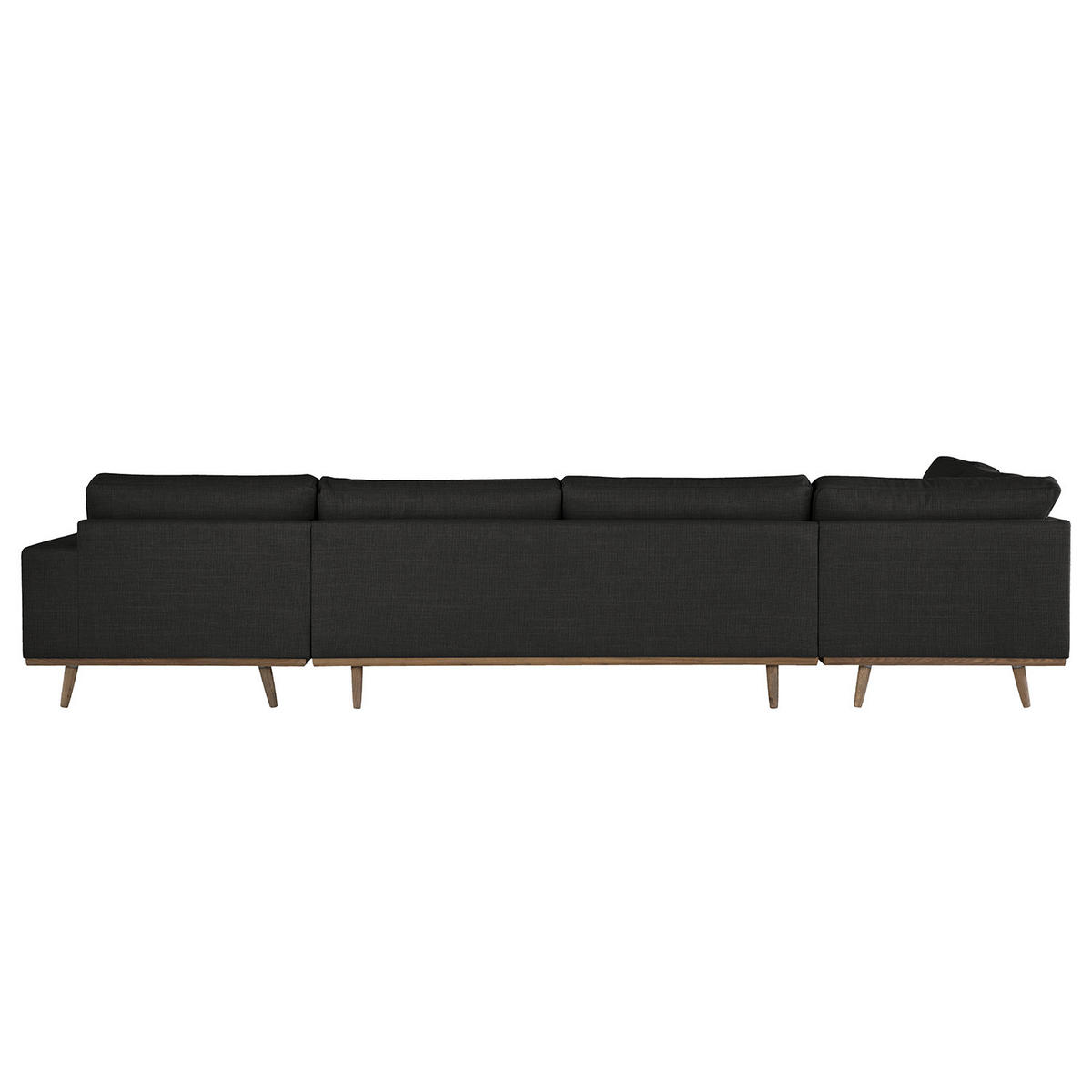 WOHNLANDSCHAFT mit Longchair - Eichefarben/Schwarz, Eichenholz/Textil (371/81/219cm) - home24