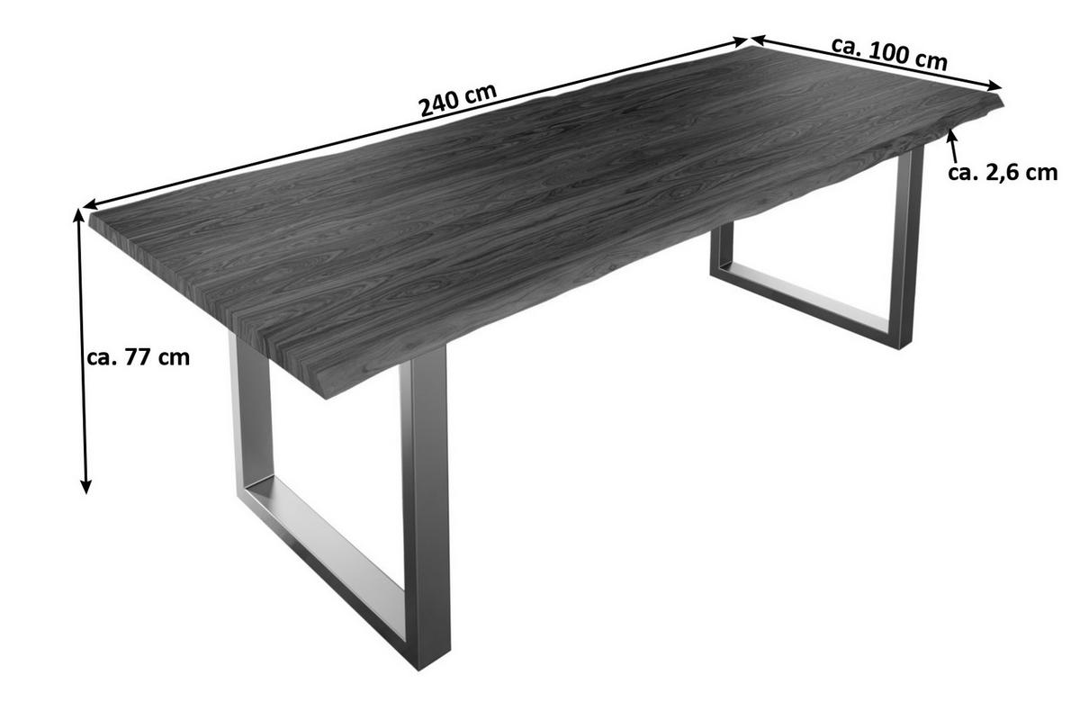 ESSTISCH LAUREN - Silberfarben/Nussbaumfarben, Holz/Metall (100/240/77cm) - SAM