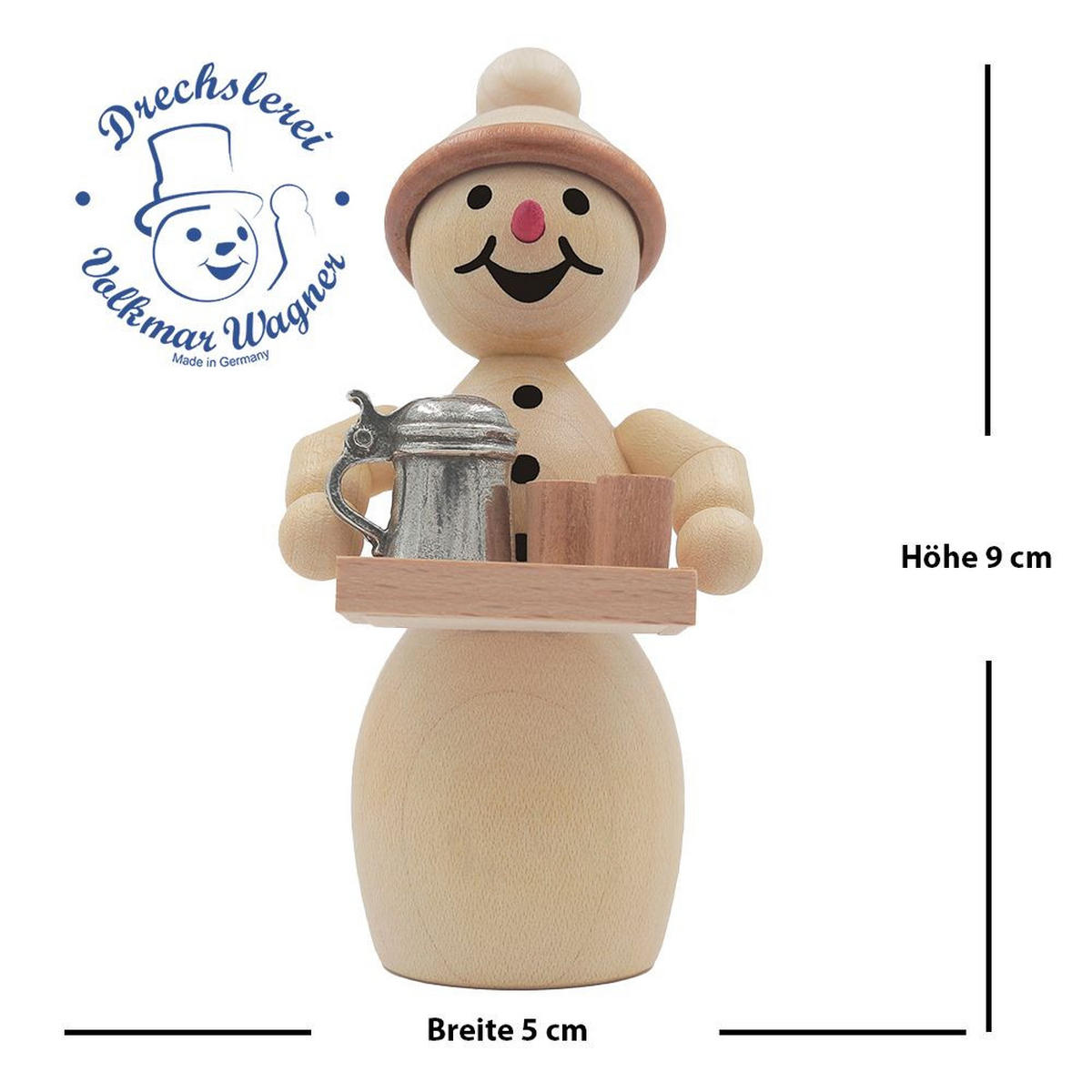 HOLZFIGUR Schneefrau Wirtin mit Bierkrug 9 cm - Multicolor, Holz (5/1/0.1cm)