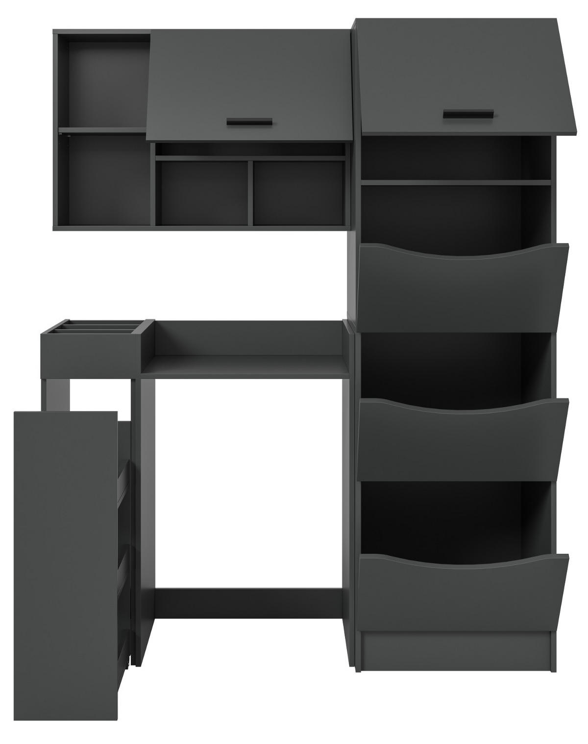 WASCHMASCHINENSCHRANK grau Set 4-teilig 155 x 196 cm, modernes Design - Schwarz/Grau, Holzwerkstoff/Kunststoff (155/196/68cm) - Inn.Furn