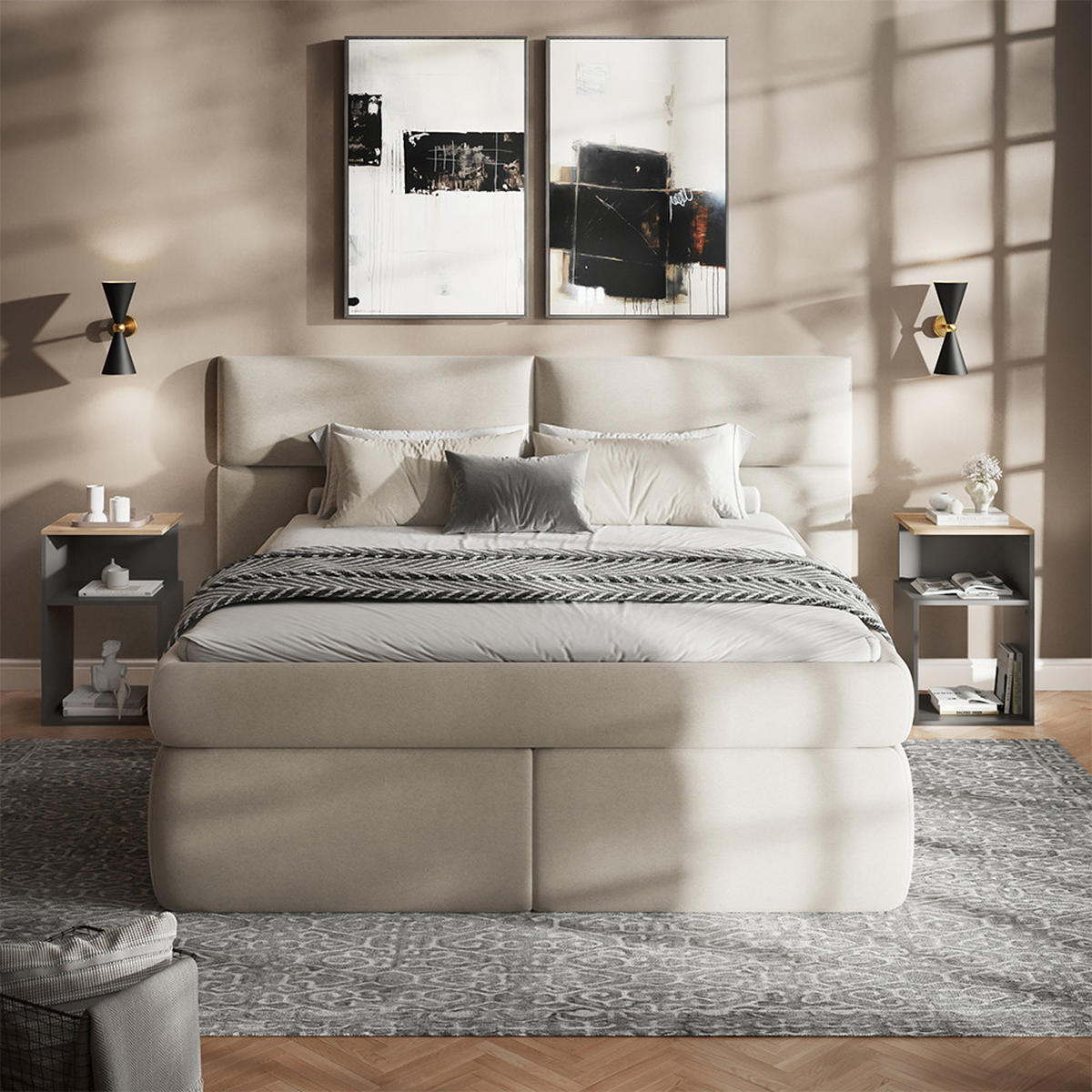 NACHTTISCH Elios Anthrazit/Goldkraft Eiche 2er Set - Honigeiche/Anthrazit, Holzwerkstoff (40/65.3/35cm) - Vicco