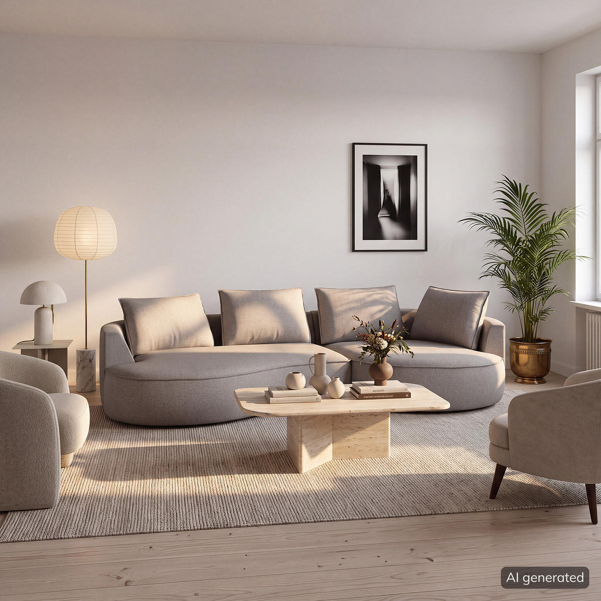 BIGSOFA - Hellgrau/Schwarz, Kunststoff/Textil (322/82/154cm) - home24