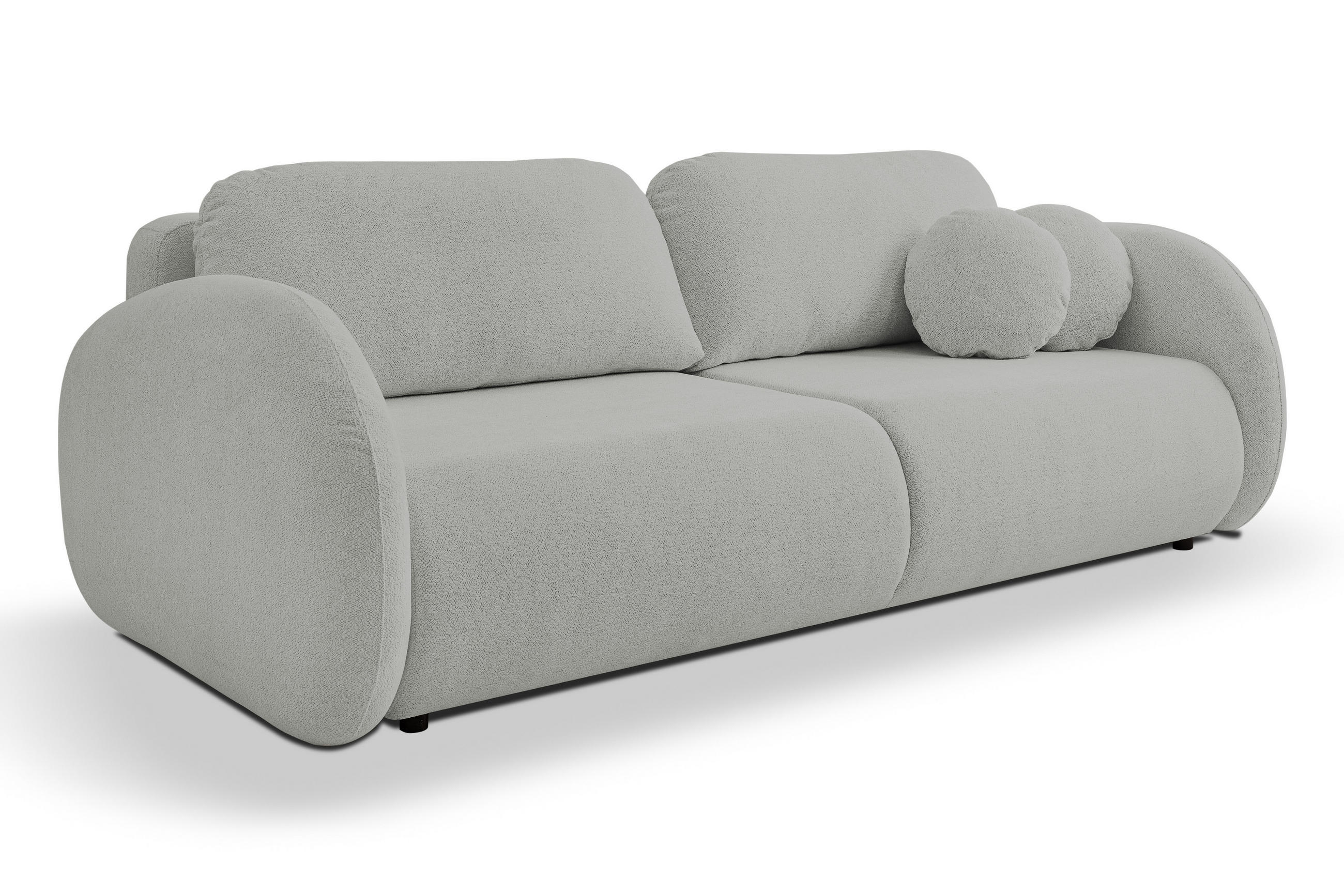 SOFA LOOP Schlaffunktion & Bettkasten PUR-Schaum Schwarze Kunststofffüße skandinavischer Stil lose Rückenkissen freistehend 234x112x86 cm Grey - Grau, Holz/Textil (234/86/112cm) - DomoHome