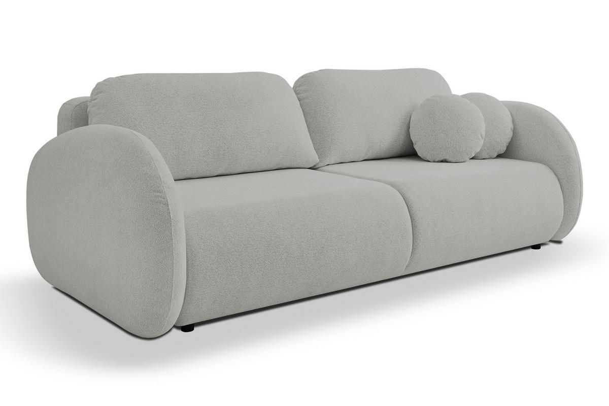 SOFA LOOP Schlaffunktion & Bettkasten PUR-Schaum Schwarze Kunststofffüße skandinavischer Stil lose Rückenkissen freistehend 234x112x86 cm Grey - Grau, Holz/Textil (234/86/112cm) - DomoHome