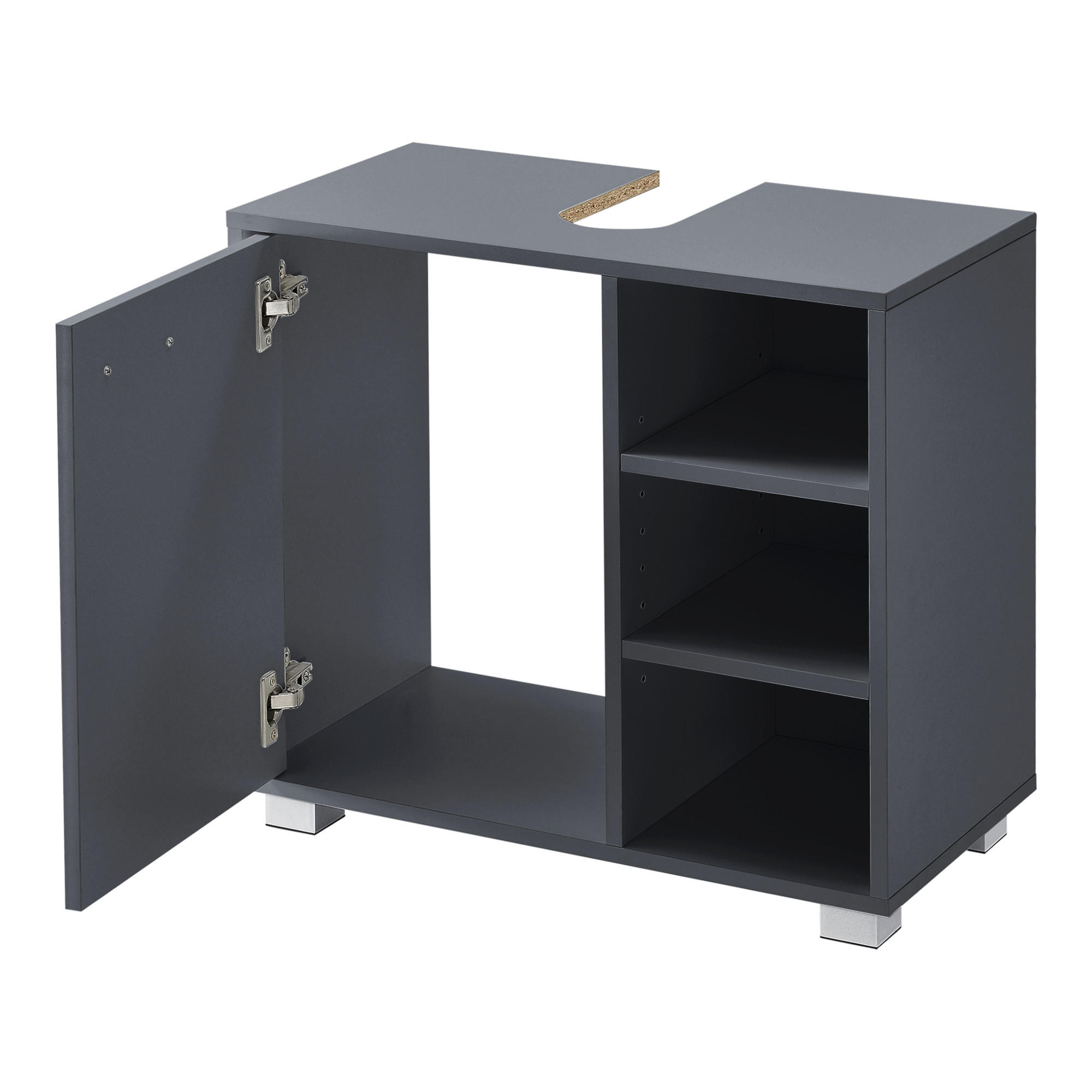 WASCHBECKENUNTERSCHRANK Narvik - Dunkelgrau, Holzwerkstoff (60/55.6/31cm) - [en.casa]