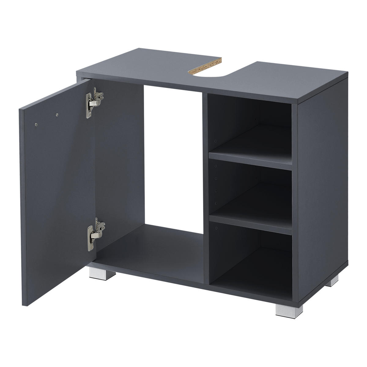 WASCHBECKENUNTERSCHRANK Narvik - Dunkelgrau, Holzwerkstoff (60/55.6/31cm) - [en.casa]