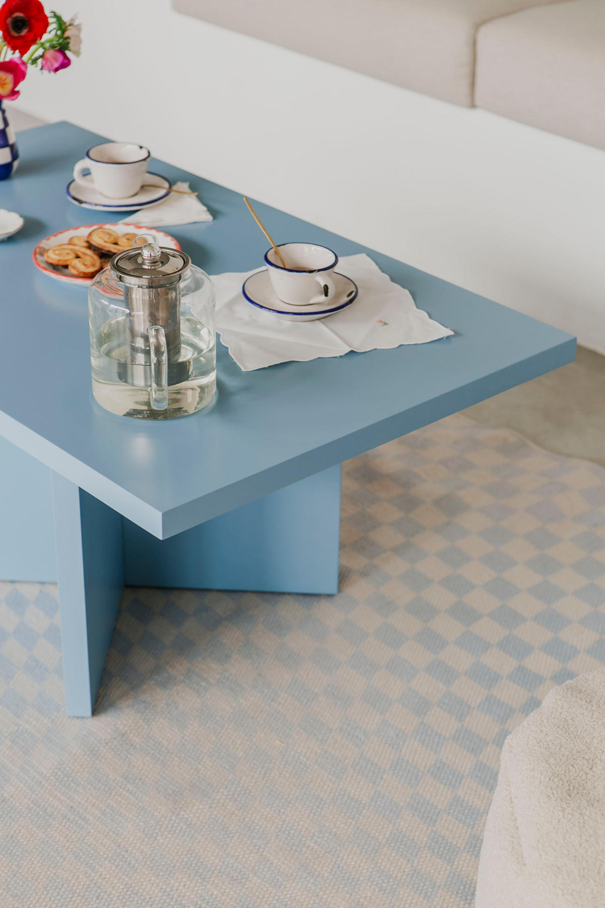 COUCHTISCH mit widerstandsfähiger MDF-Platte 3 cm Blau 100/60 cm - Hellblau, Holzwerkstoff (60/100/42cm) - RNT By Really Nice Things