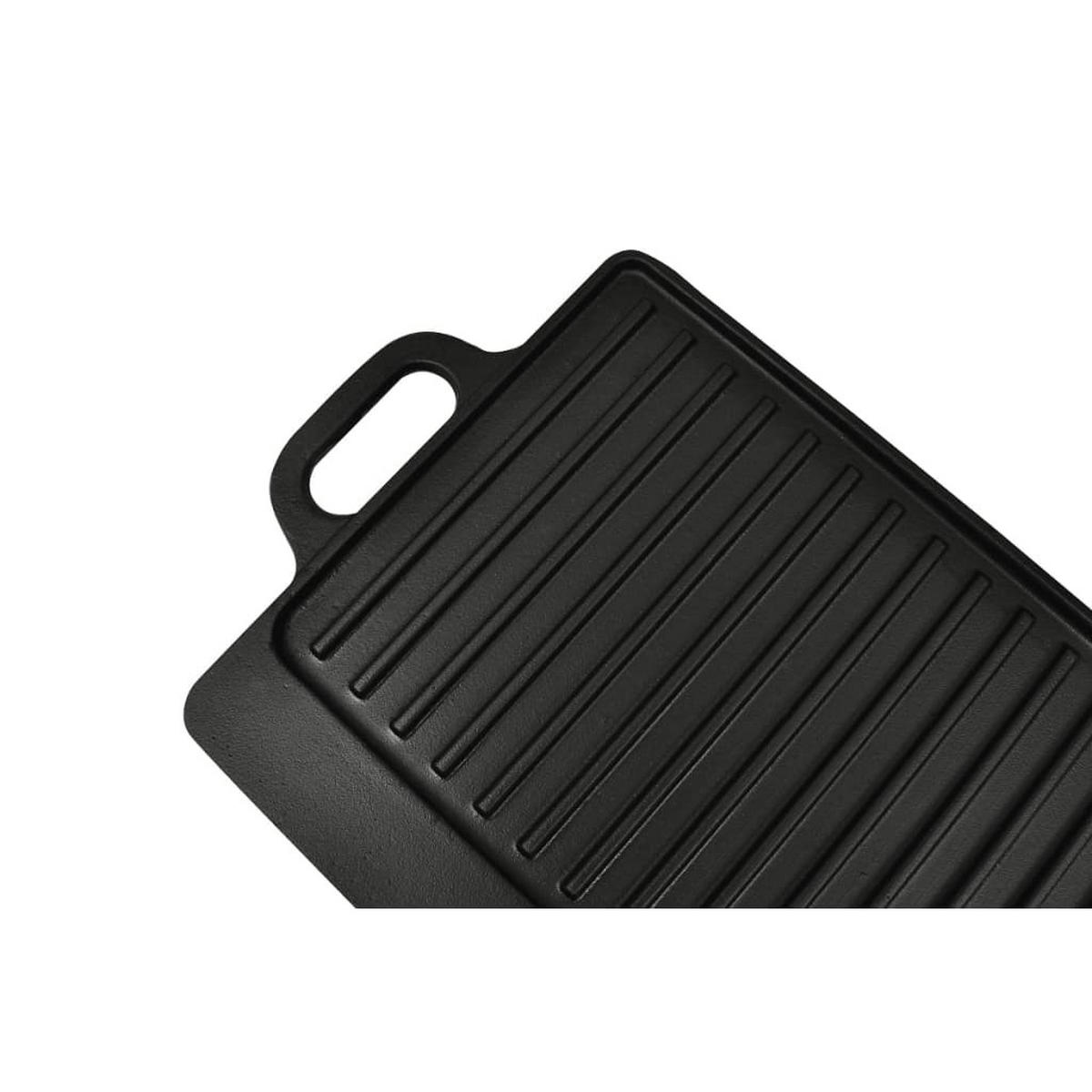 GRILLPLATTE Wendeplatte Gusseisen 50/23 Cm - Schwarz, Metall (1cm) - vidaXL