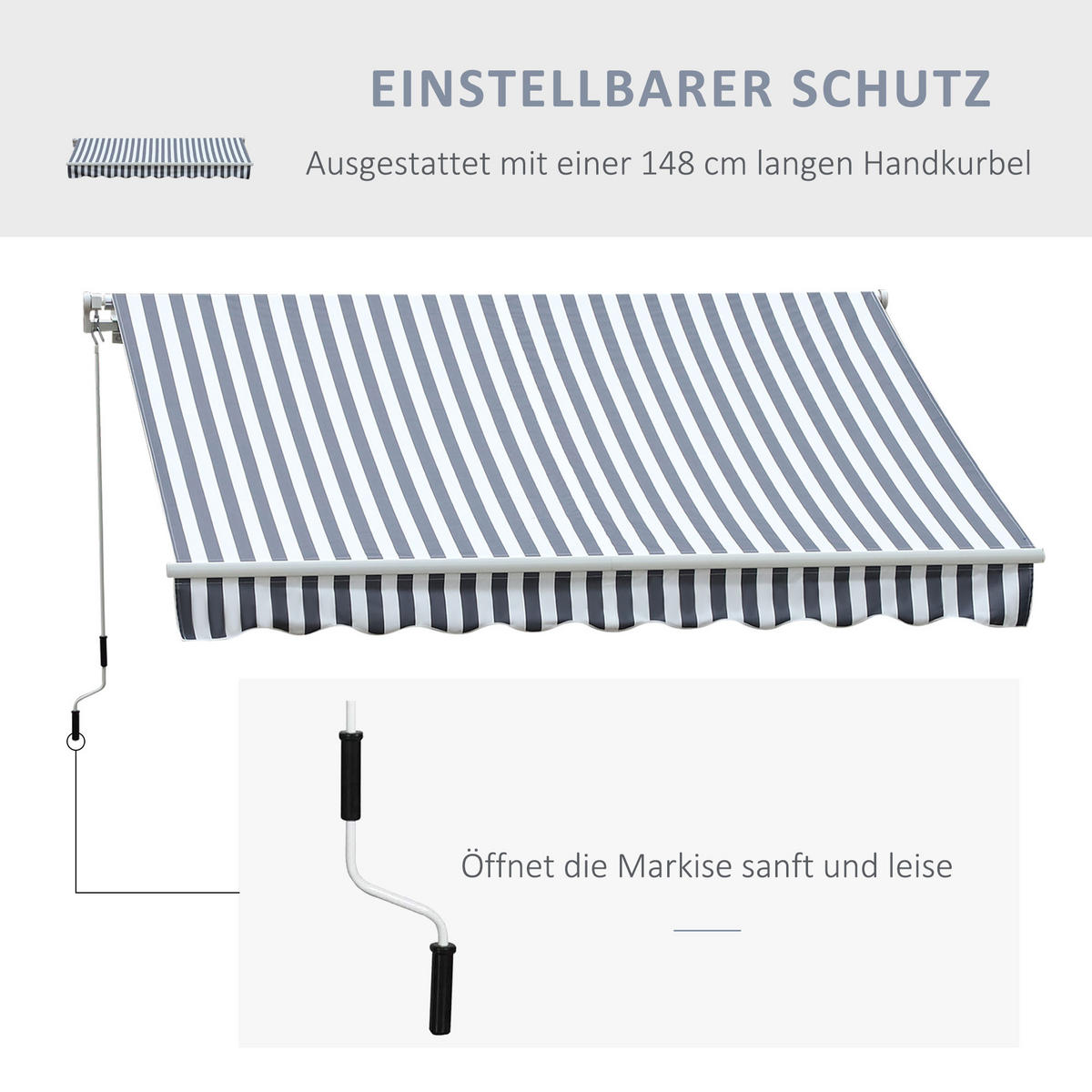 MARKISE, Grau+Weiß, Aluminium, Polyester - Grün, Metall (245/2/295cm) - Outsunny