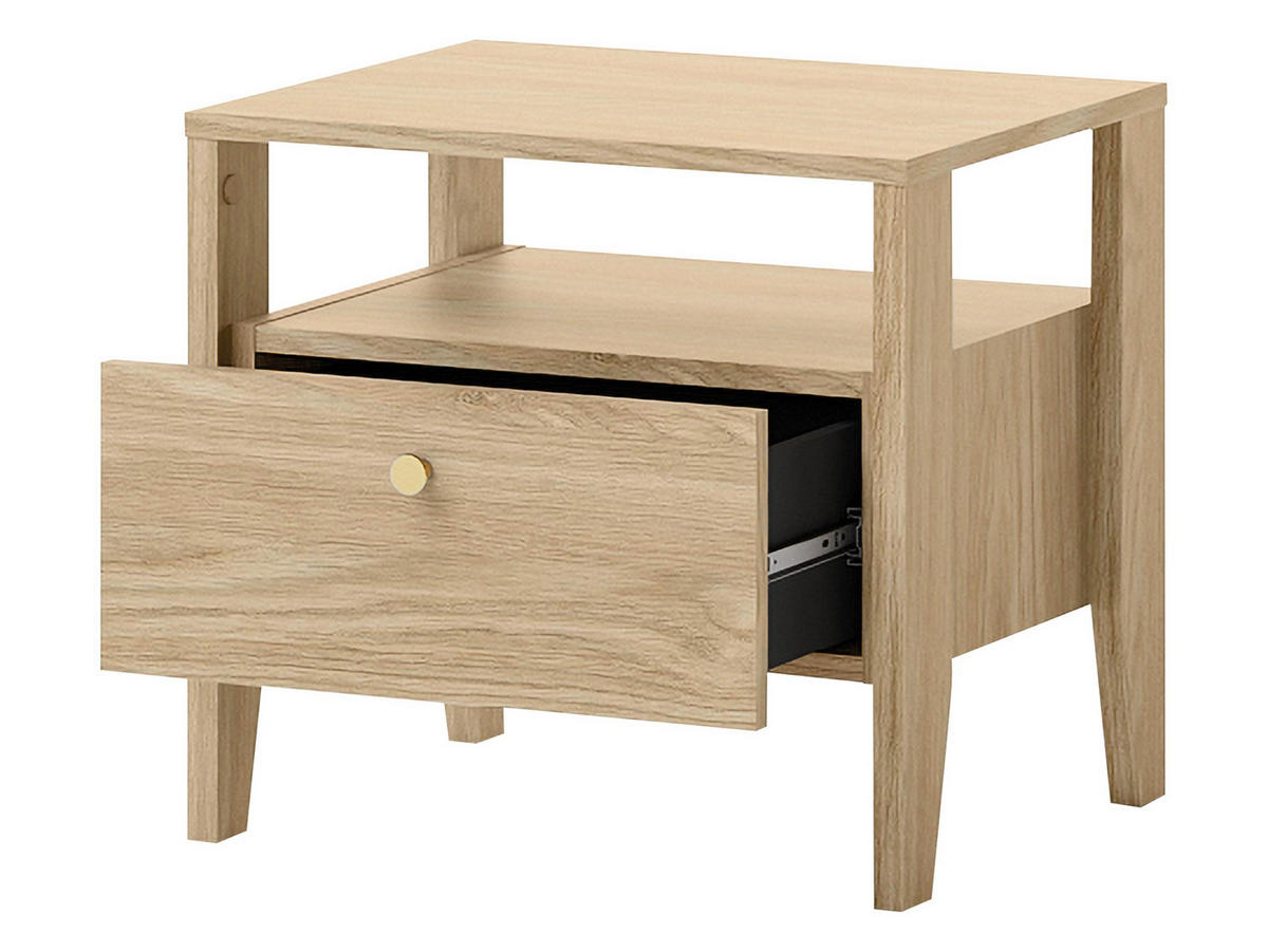NACHTTISCH Snugly SU04 - Eichefarben/Goldfarben, Holz/Holzwerkstoff (50/47/40cm) - MIRJAN24