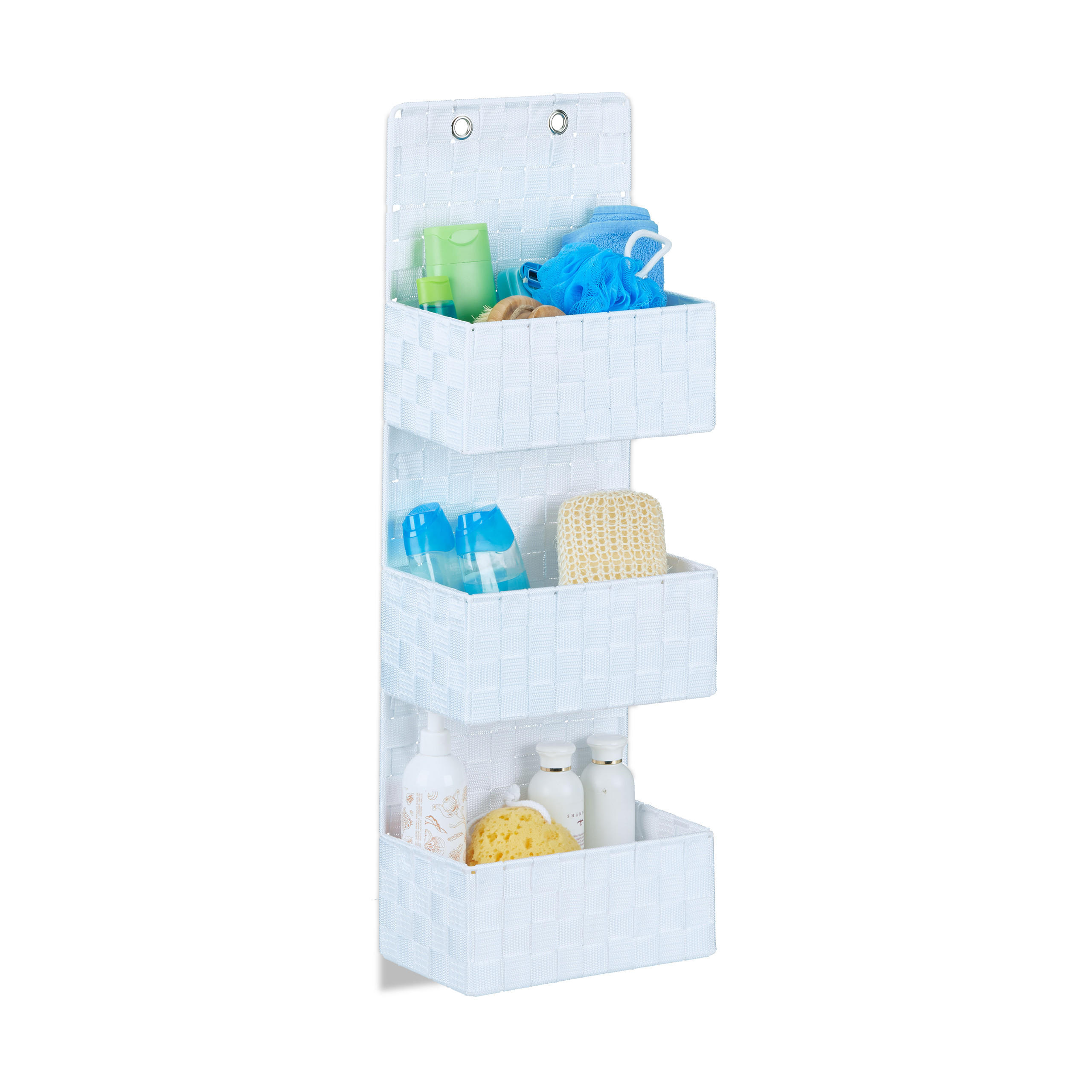 Relaxdays ORGANIZÉR Bílý závěsný látkový 3 koše 75 cm