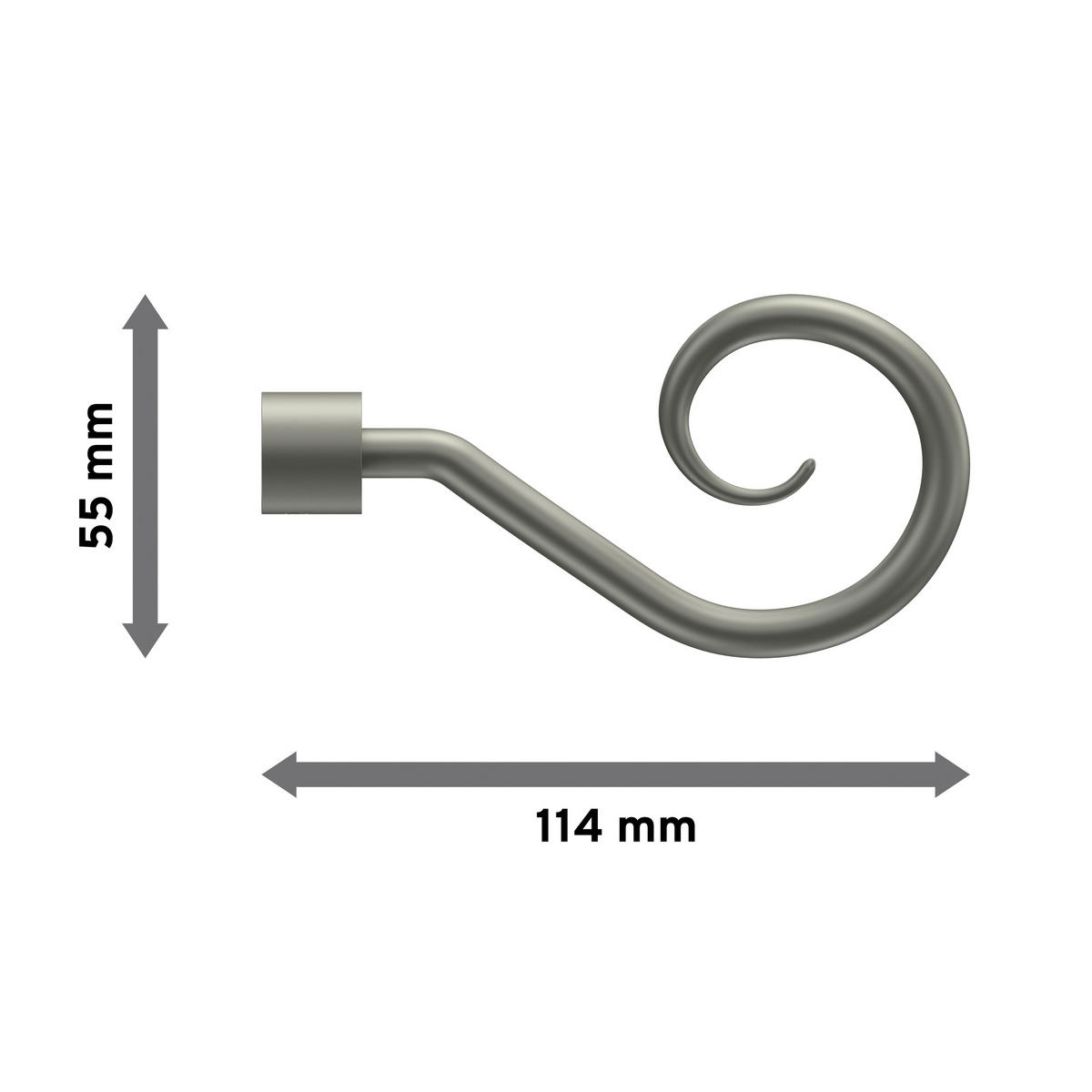 ENDSTÜCKE FÜR GARDINENSTANGEN 16 mm Ø, Allegra Chrom matt, Packung 2 Stück - Chromfarben/Nickelfarben, Metall (11.4/5.5/5.5cm) - INTERDECO