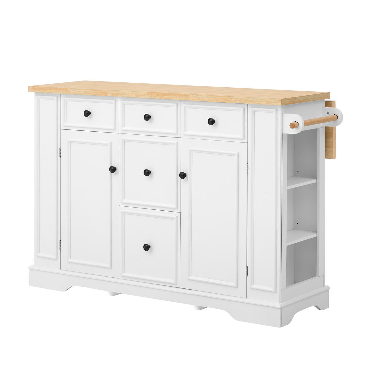 KÜCHENINSEL aus MDF 130.5x40-65x92 cm Weiß mit klappbarer Platte & Ladestationc - Weiß, Holzwerkstoff (130.5/92/65cm) - Modfu