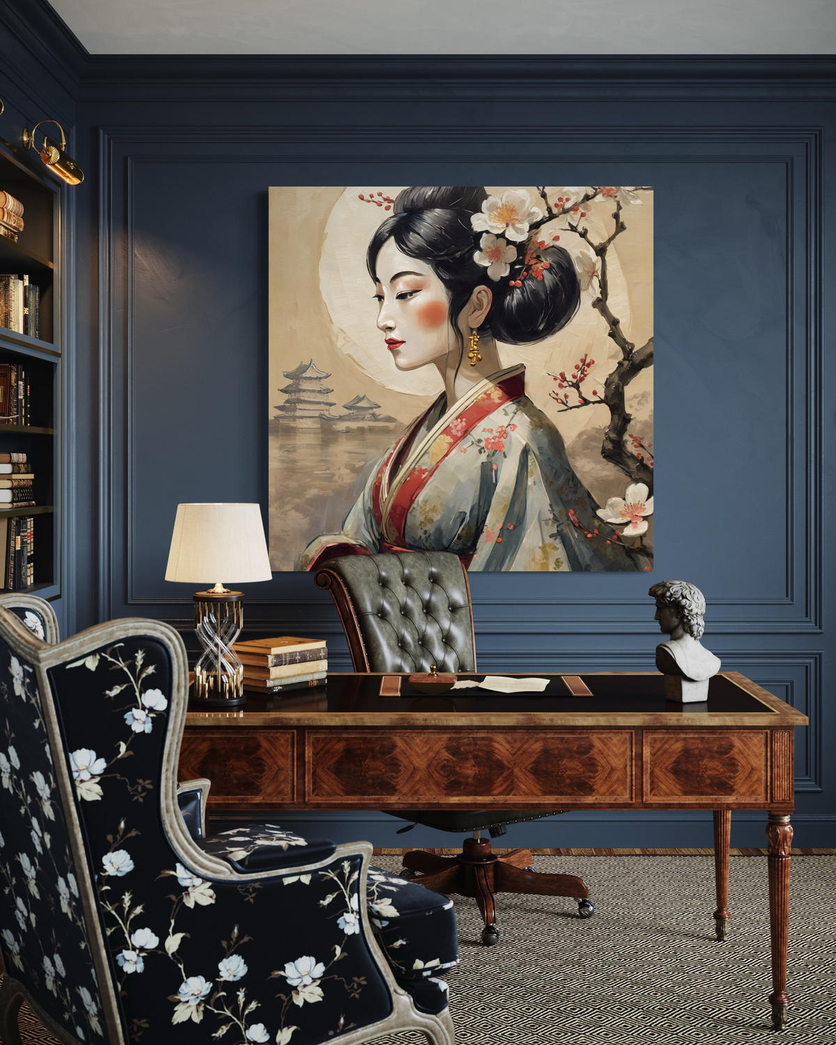 WANDBILD japanische geisha - Beige, Textil (40/40cm) - Feeby