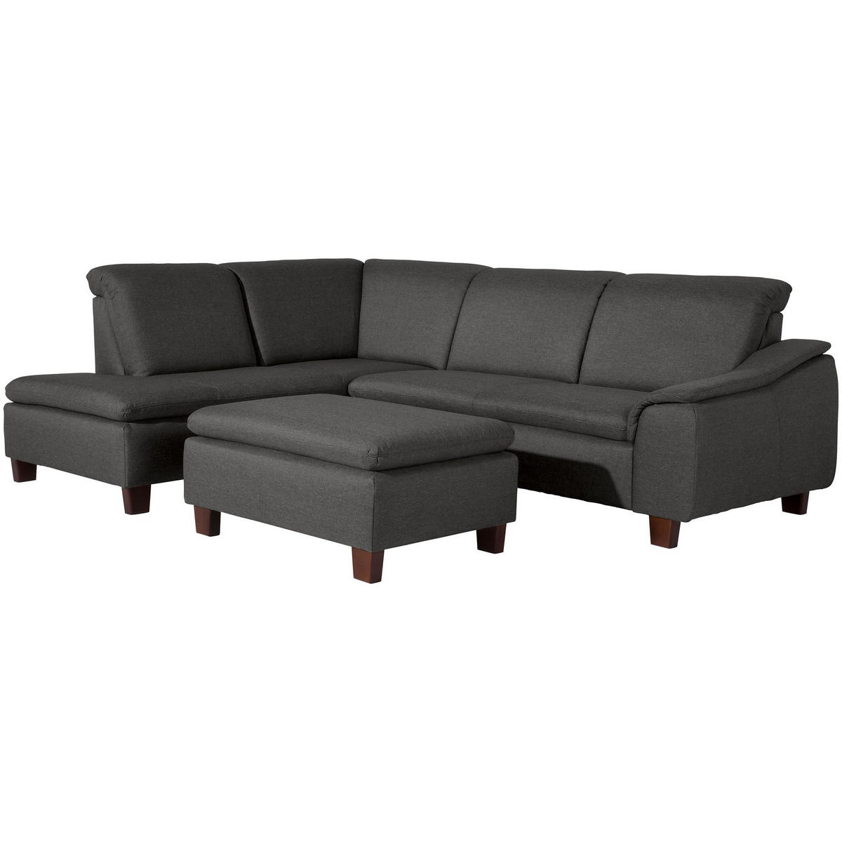 ECKSOFA mit Ottomane links Kaylil Flachgewebe graphit - Graphitfarben, Kunststoff (187/247cm) - 58aufmkessel
