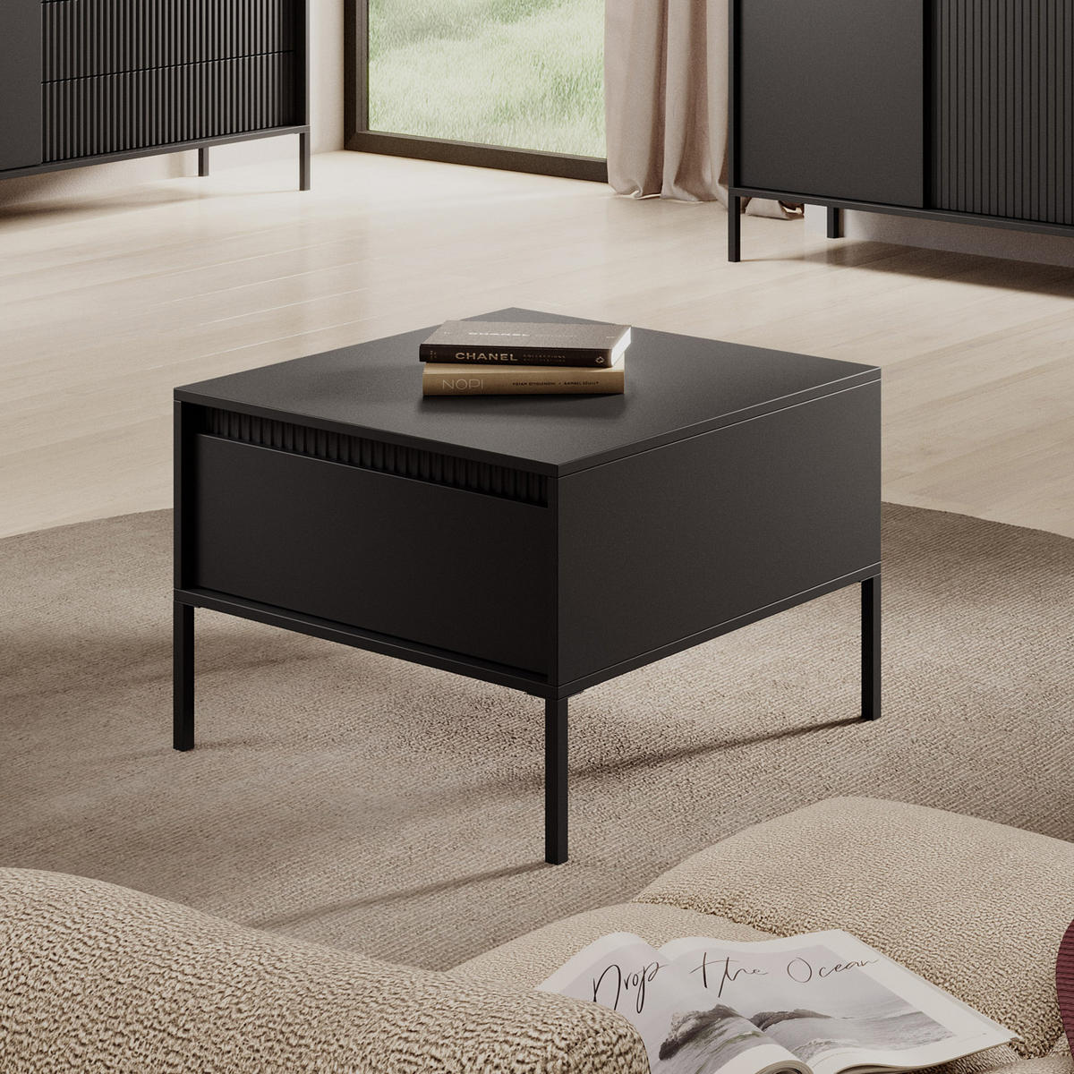 COUCHTISCH SENSATO 68 cm Schwarz - Schwarz, Holzwerkstoff (68/68/48.4cm) - MASSENO