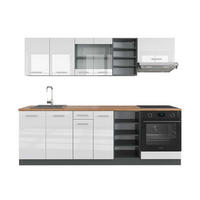 KÜCHENZEILE R-Line Weiß Hochglanz/Anthrazit 240 cm, AP Eiche - Weiß Hochglanz/Anthrazit, Holzwerkstoff (240/81.6/60cm) - Vicco