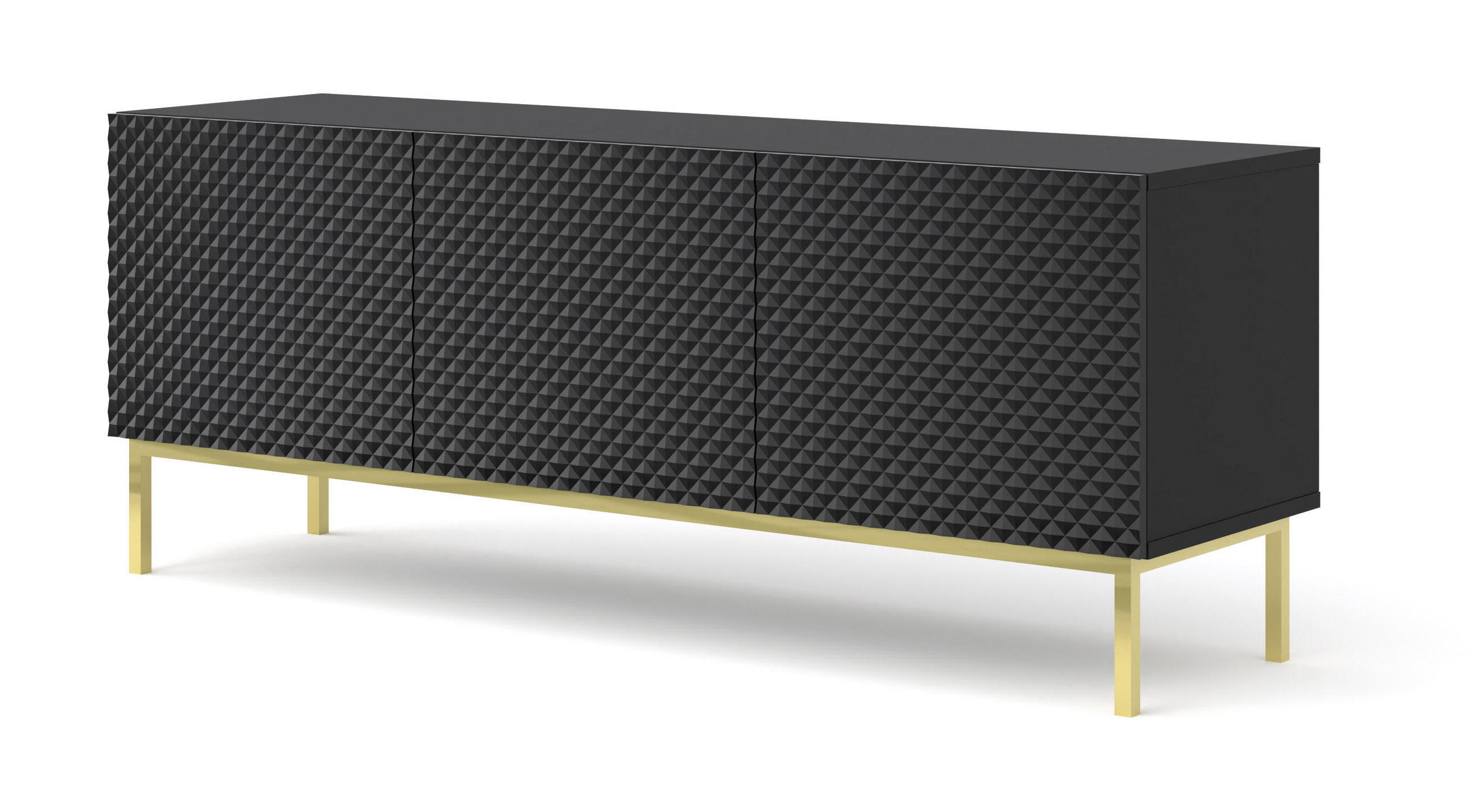 TV-LOWBOARD SCHWARZ - Goldfarben/Schwarz, Holzwerkstoff (150/58/42cm) - FURNLUX