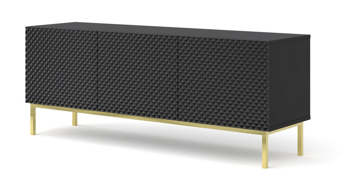 TV-LOWBOARD SCHWARZ - Goldfarben/Schwarz, Holzwerkstoff (150/58/42cm) - FURNLUX