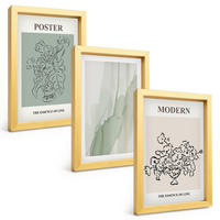 BILDER SET 3er Set - 20x30 cm Goldrahmen - Blumen in einer modernen Vase - Goldfarben, Kunststoff (20/30cm) - TULUP