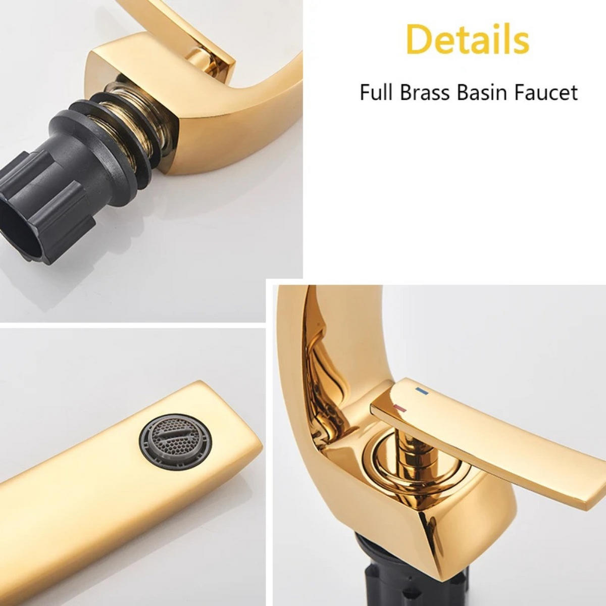 WASCHTISCHARMATUR Luxus Messing, Heiß Kalt Wasser, Gold - Goldfarben, Metall (22/20/5cm) - Kaket