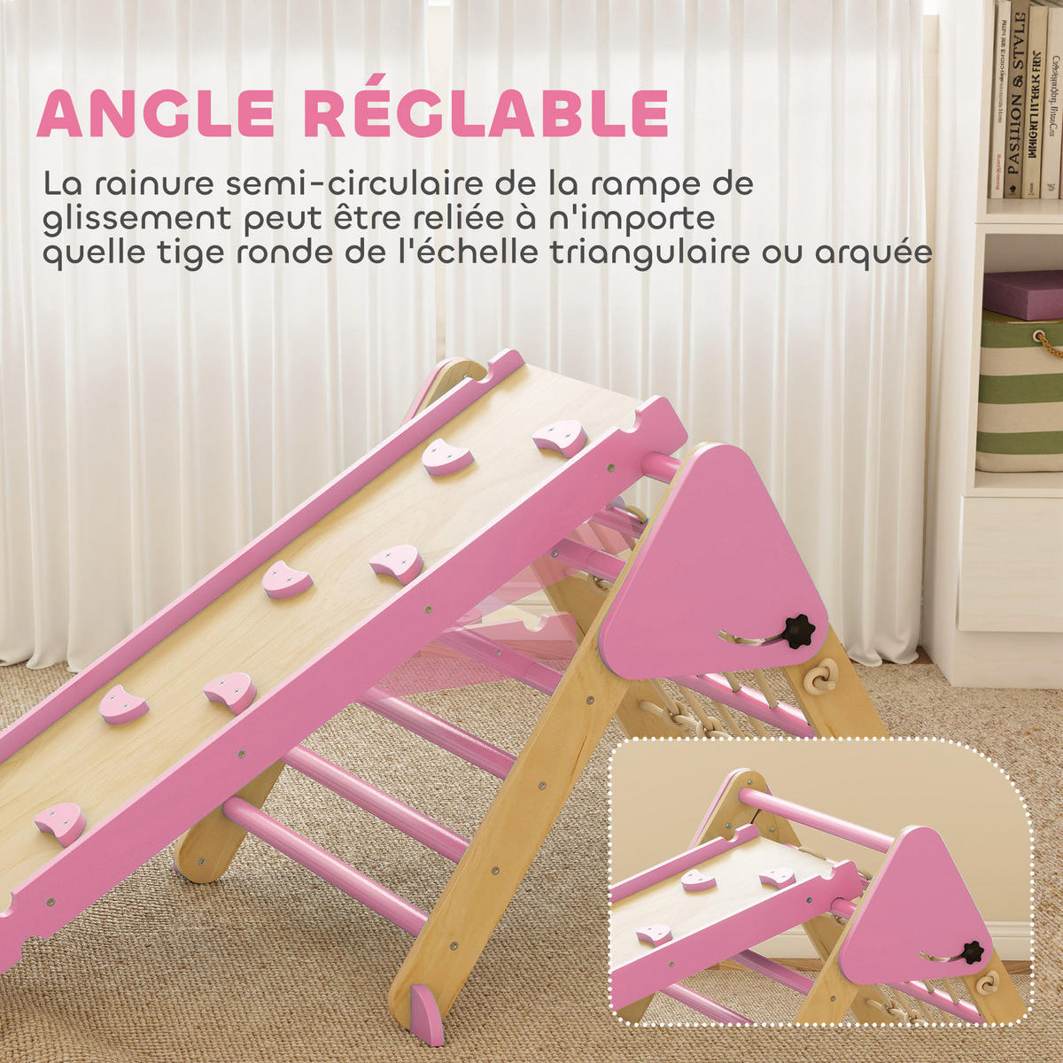 KLETTERDREIECK DE-18395 8-in-1 mit Rampe, Bogen & Leiter Pink - Pink, Holzwerkstoff (74.5/191.5cm) - ComfortXL