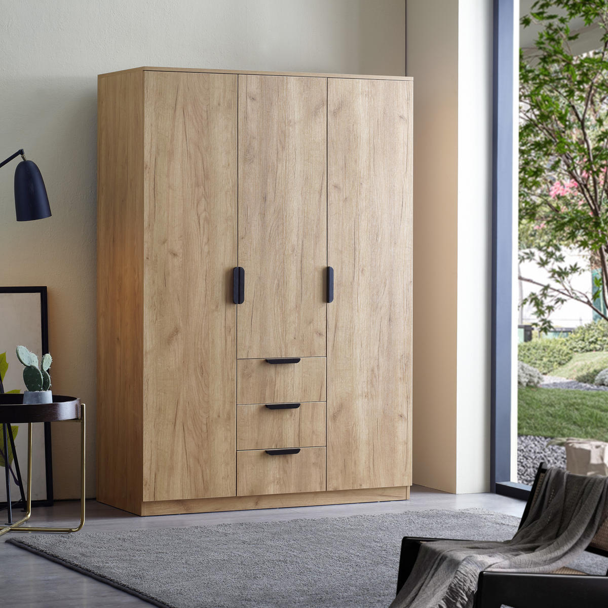 KLEIDERSCHRANK Eiselfing - Eichefarben, Holzwerkstoff (120/176/52cm) - [en.casa]