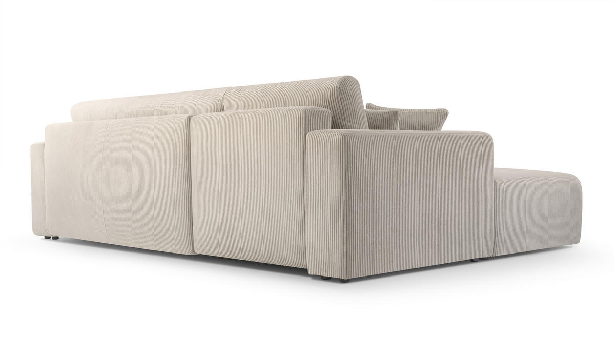 ECKSOFA L Form Catea Weiß 279/145/84 cm Links mit Schlaffunktion - Creme/Schwarz, Kunststoff/Textil (145/279cm) - AX Living