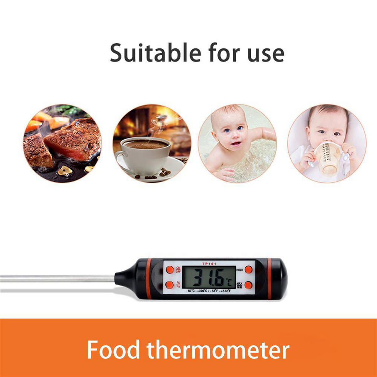 KÜCHENTHERMOMETER - Schwarz, Kunststoff - Intirilife