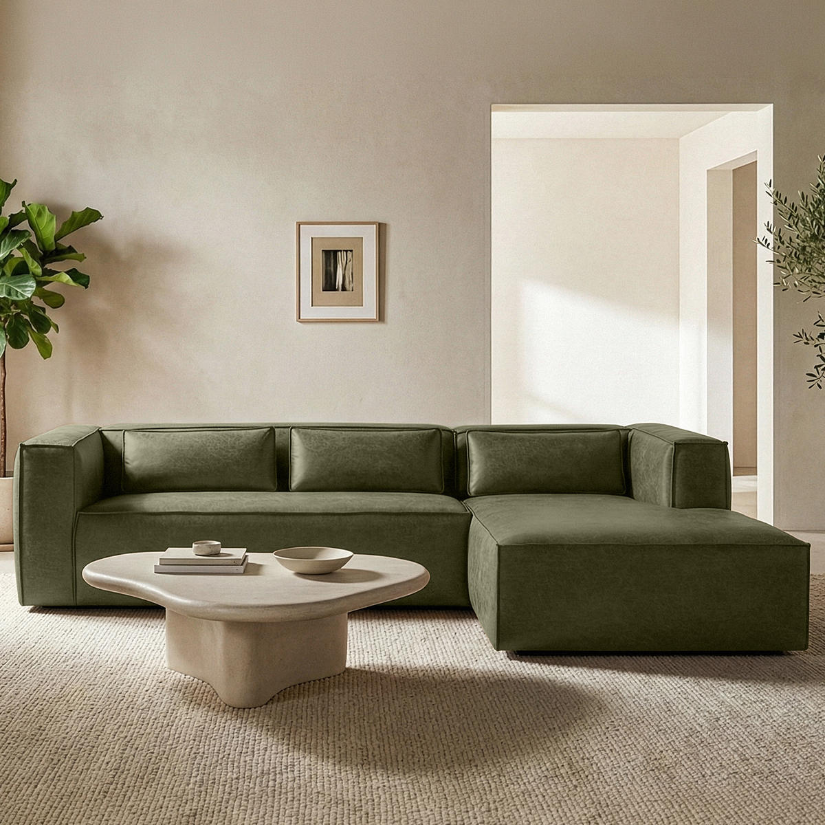 ECKSOFA RECHTS FEROX, Grün - Grün, Holz/Holzwerkstoff (300/175cm) - KONSIMO®