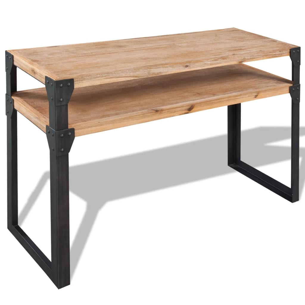 KONSOLENTISCH Akazienholz Massiv 120/40/85 Cm - Schwarz/Braun, Holz/Metall (120/40/85cm) - vidaXL