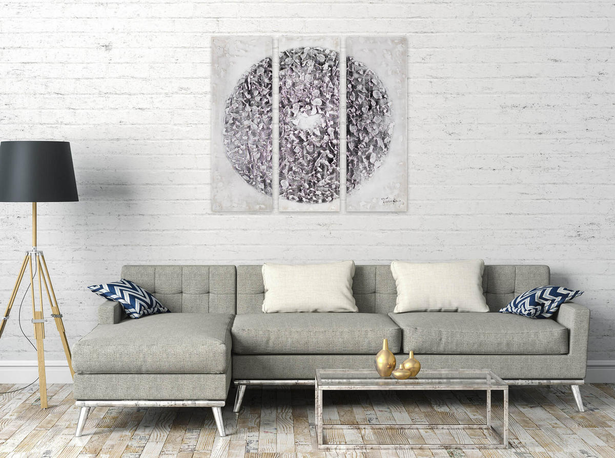LEINWANDBILD 3-TEILIG Grau 90/90 cm - Grau, Textil (90/90cm) - KUNSTLOFT