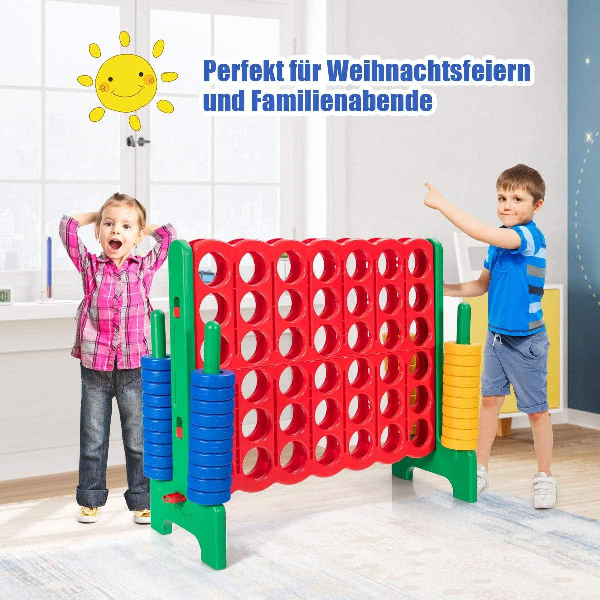 SPIELBRETTSÄTZE Vier-Gewinnt Multicolor - Multicolor, Kunststoff (42/120cm) - COSTWAY