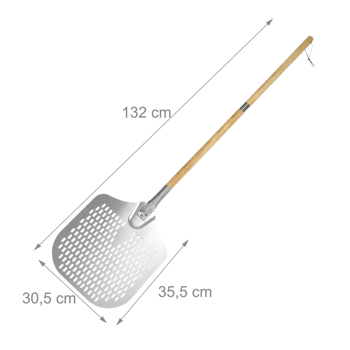 PIZZASCHIEBER - Silberfarben, Holz/Metall (132/3/30.5cm) - Relaxdays