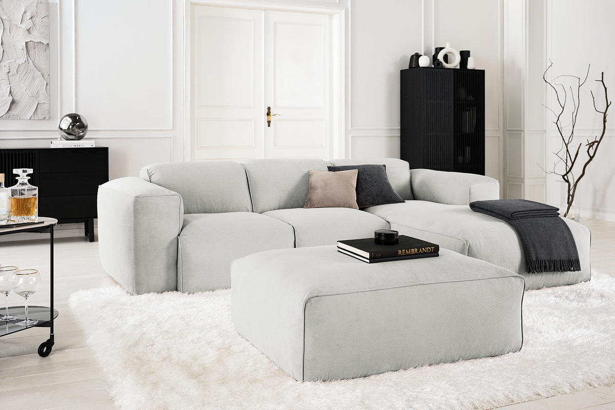 3-SITZER ECKSOFA mit Longchair - Schwarz/Grau, Kunststoff/Textil (251/173cm) - home24