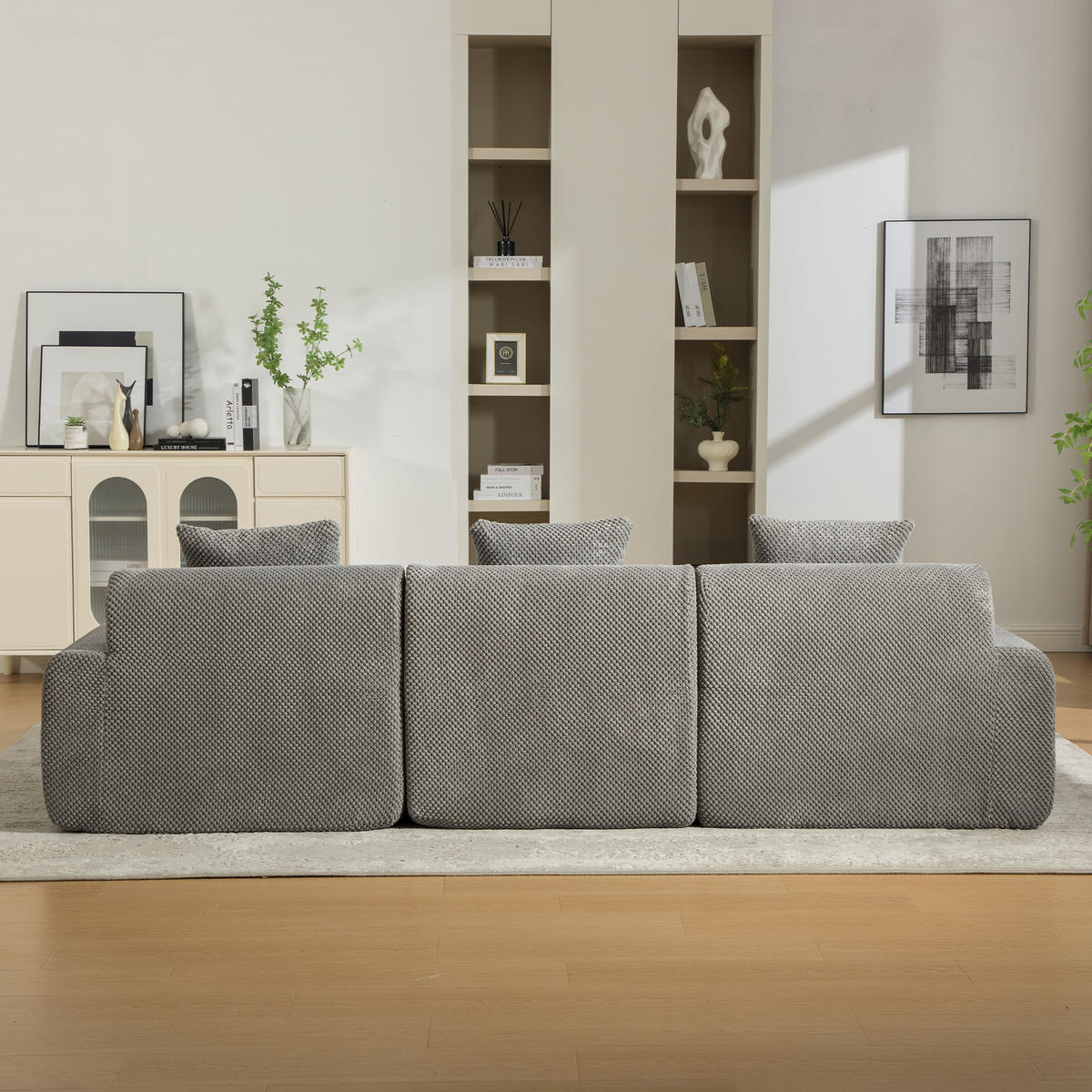 ECKSOFA 266/176/75 cm Grau mit 1 Fußhocker - Grau, Textil (266/176cm) - Oxeza