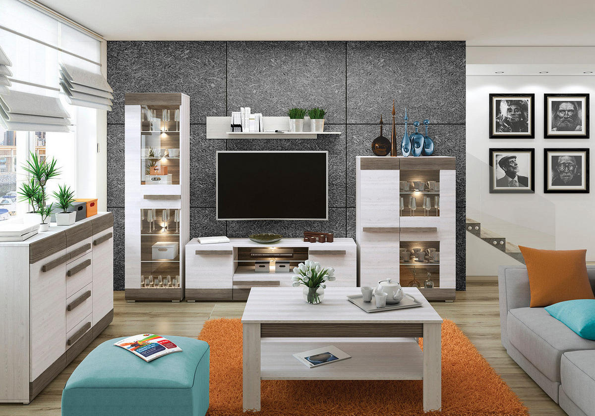 KOMMODE – 138 cm – Blanco – Grau / Kieferfarben - Grau/Kieferfarben, Holzwerkstoff (138/96/42cm) - hi-markt