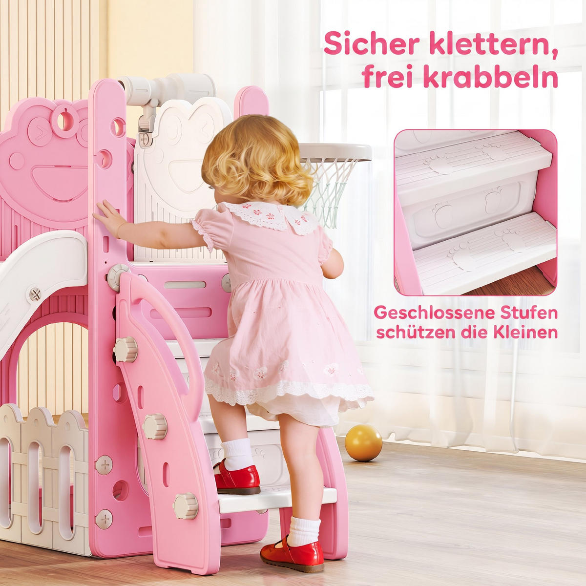 KINDERRUTSCHE HDPE Rosa - Rosa, Kunststoff (70/86/178cm) - AIYAPLAY