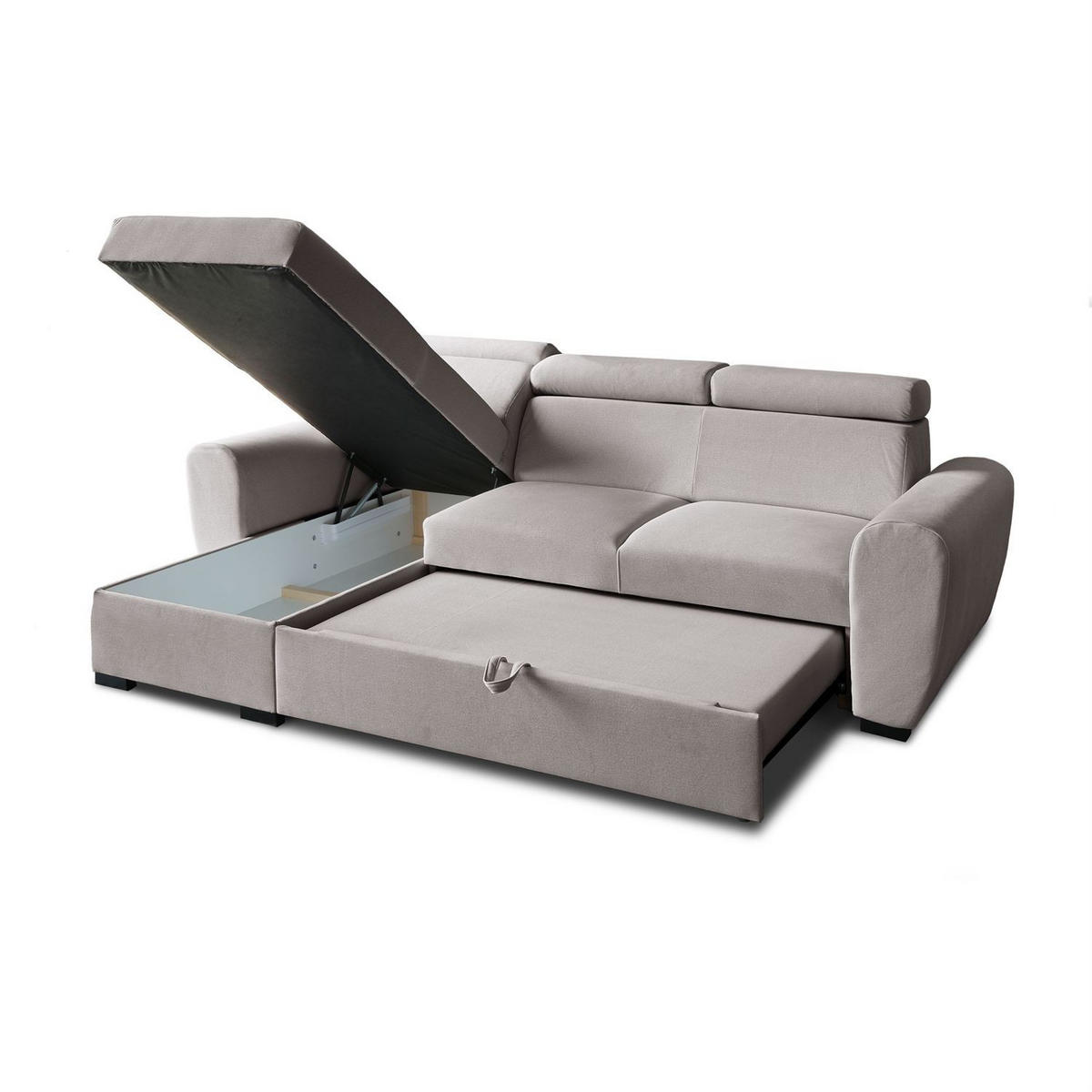 ECKSOFA FALCO mit Schlaffunktion Elli 26 - Grau, Textil (253/174cm) - Lookway