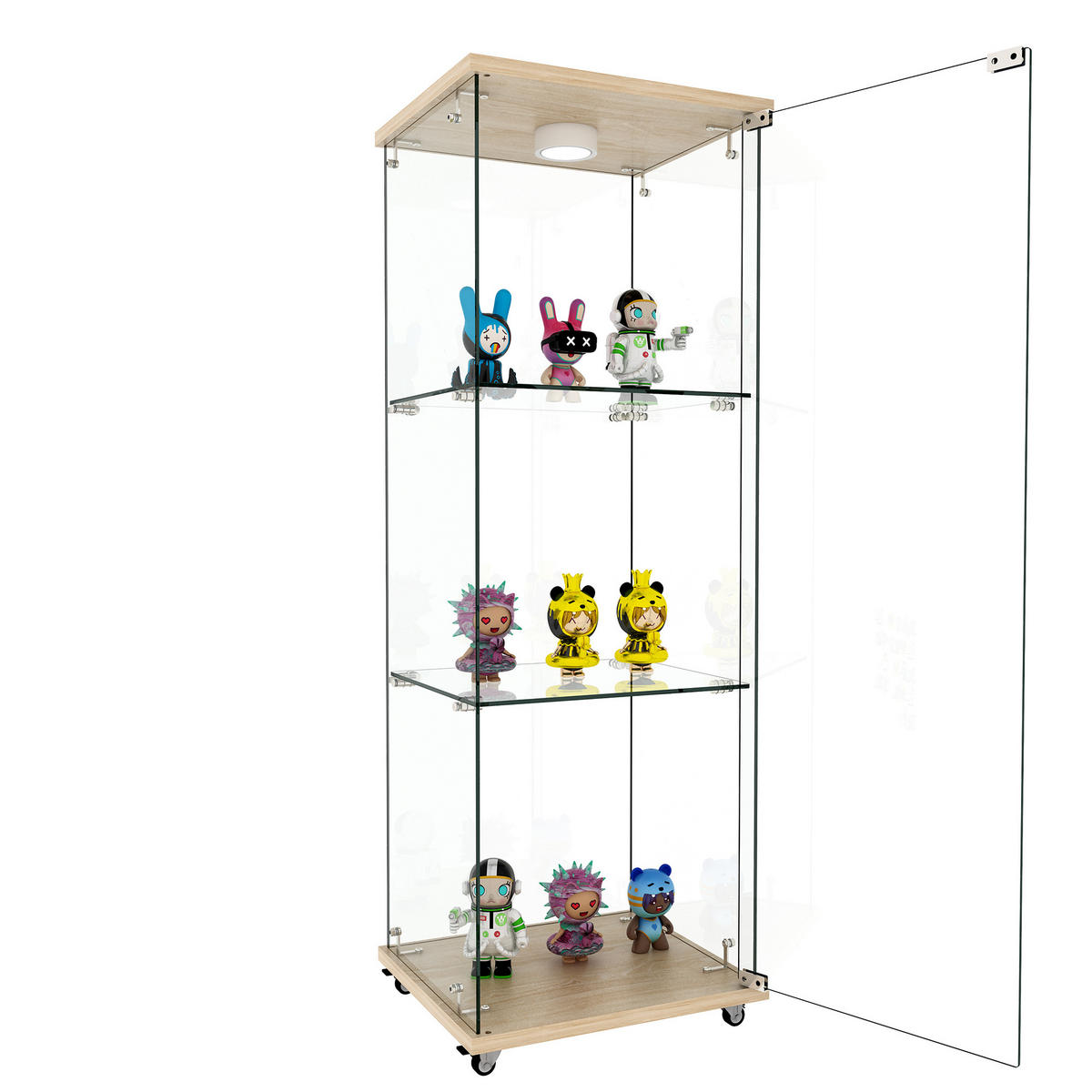 VITRINE in Naturfarben Glasvitrine mit LED-Beleuchtung für Wohn- und Schlafzimmer, B42.5/T36.5/H120cm - Naturfarben, Glas/Holzwerkstoff (42.5/120/36.5cm) - STILVORA