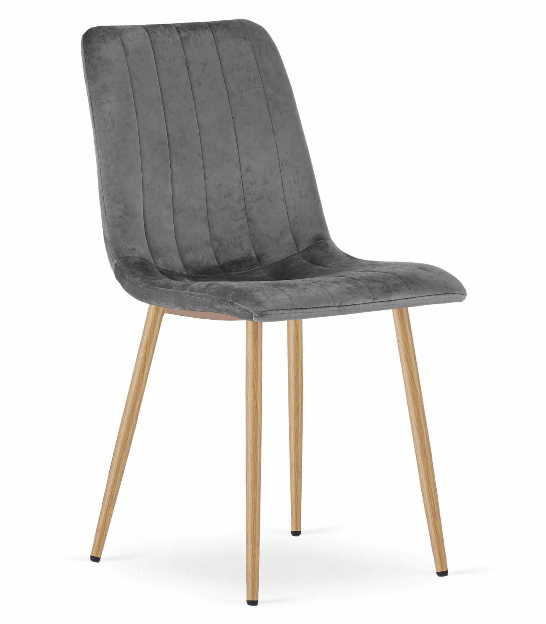 STUHL ORSARA 1 Stück, Grau, Metallbeine in Holzfarbe, mit Samtstoff gepolstert - Anthrazit, Textil/Metall (43/90/51cm) - Komodee
