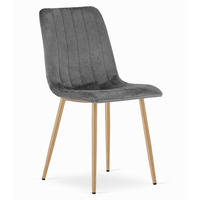 STUHL ORSARA 1 Stück, Grau, Metallbeine in Holzfarbe, mit Samtstoff gepolstert - Anthrazit, Textil/Metall (43/90/51cm) - Komodee