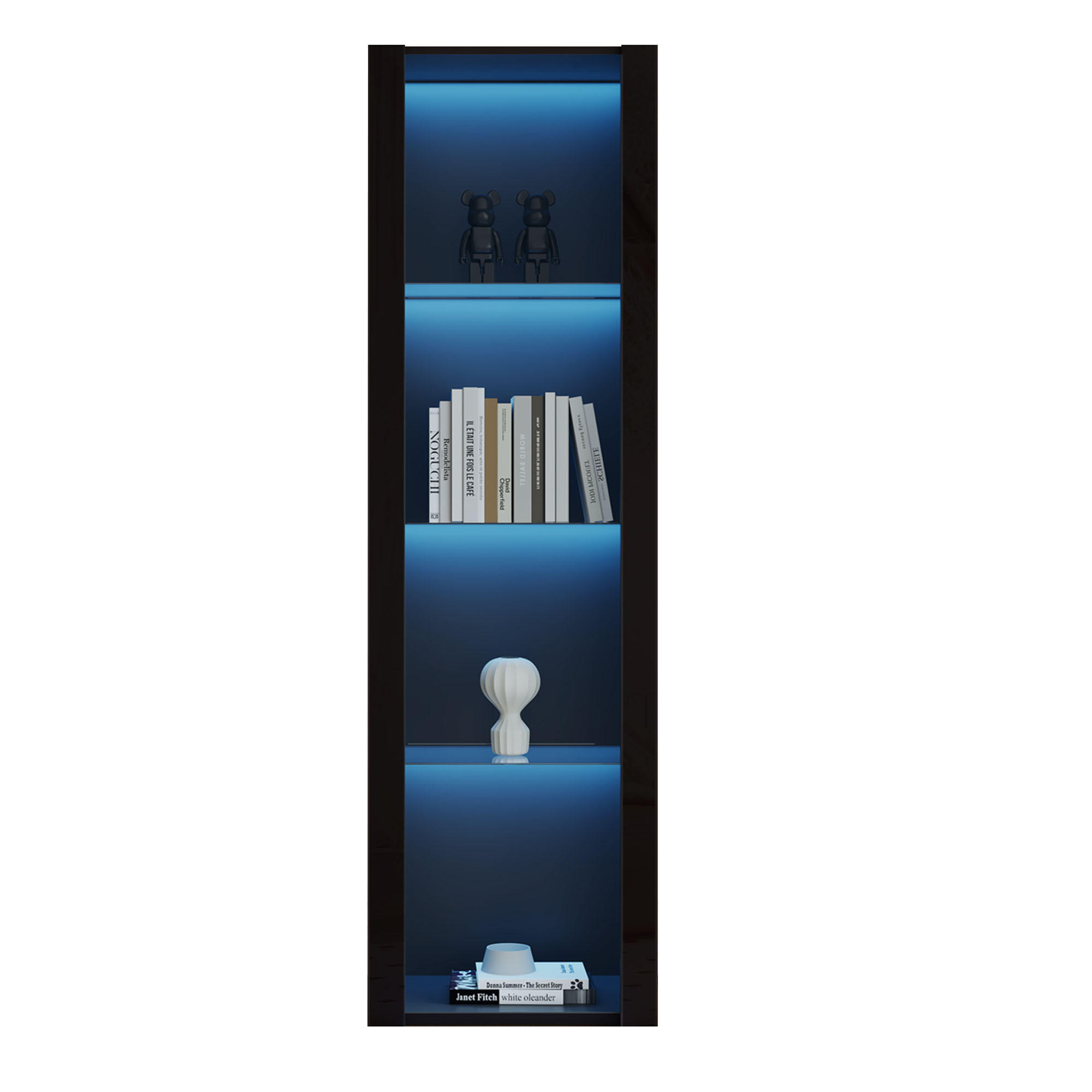 VITRINE Standregal mit Glasböden Aufbewahrung modernes Design MDF 55/38/166 cm Hochglanz Schwarz - Schwarz, Glas/Holzwerkstoff (55/166/38cm) - EVRYAE