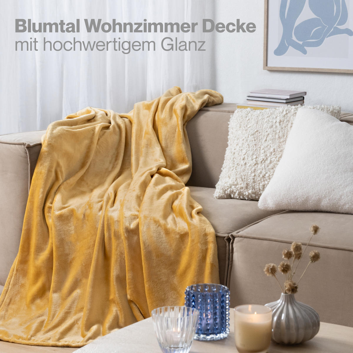 KUSCHELDECKE Anton 270/230 cm, Gelb - Gelb, Textil (270/230cm) - Blumtal