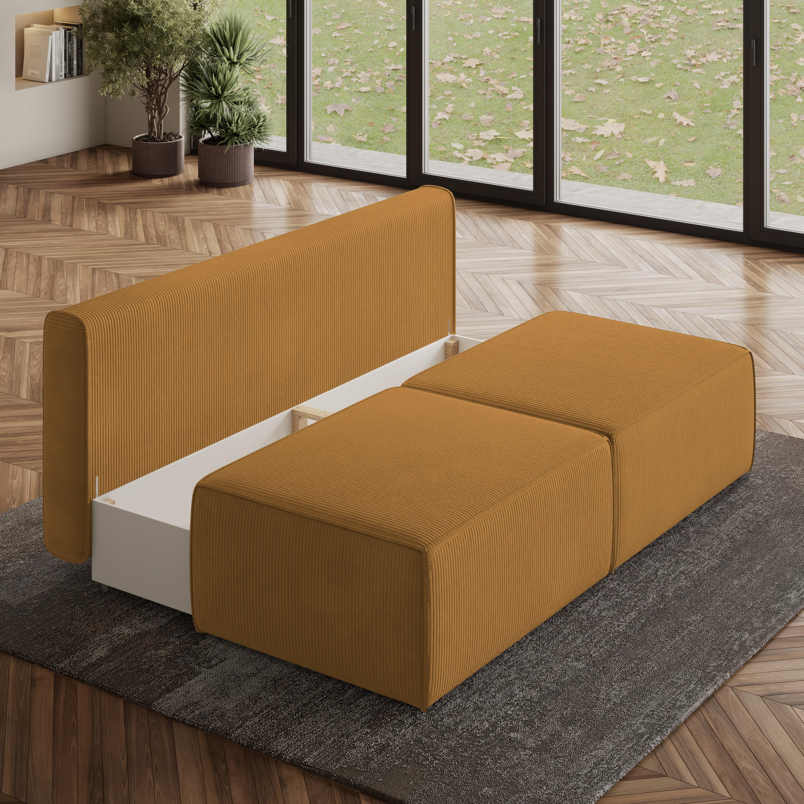 Thumbnail - Masseno Ecksofa, Gelb, Holz, 3-Sitzer, L-Form,L-Form, 196x158 cm, Wohnzimmer, Sofas & Couches, Wohnlandschaften, Ecksofa...