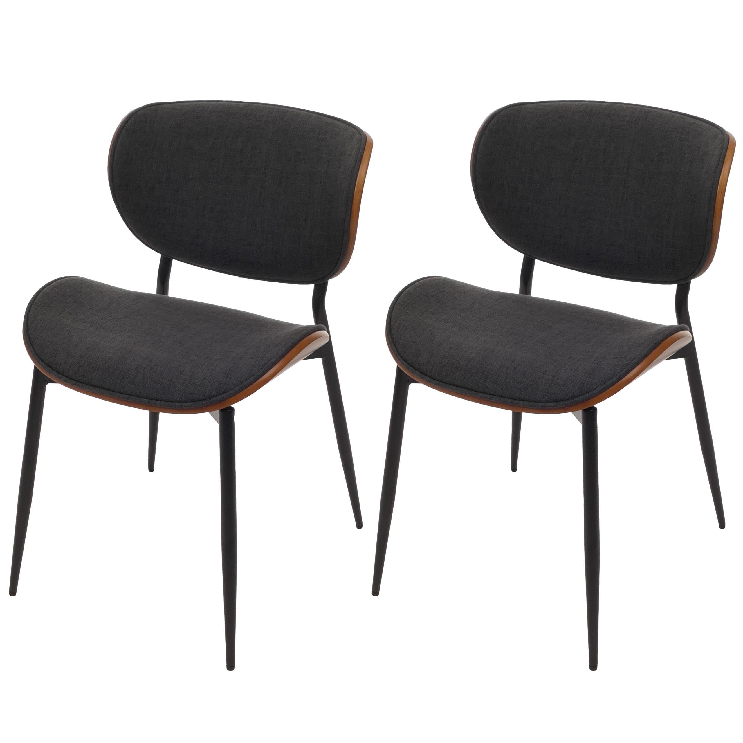 ESSZIMMERSTUHL Walnuss Dekor, Dunkelgrau - Dunkelgrau/Walnussfarben, Textil (51/80/55cm) - MCW