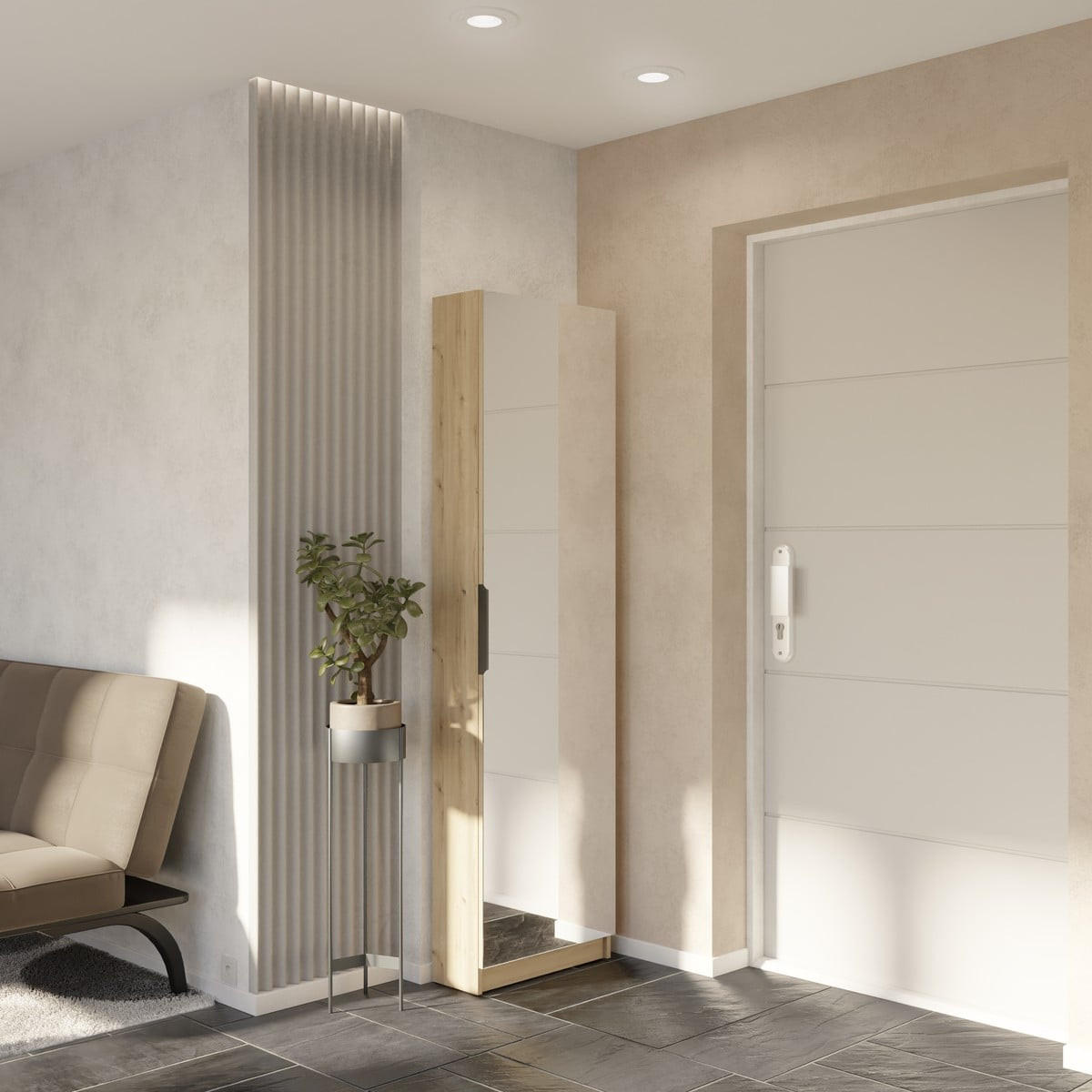 SCHUHSCHRANK mit Spiegel - Modell ZAPATERO - Eiche - 12 Ablagen - Beige, Holz (20/180.5/52.9cm) - Calicosy